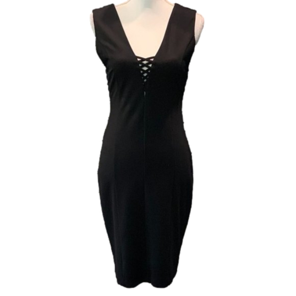 Figure Hugging Strappy Black Cocktail Dress